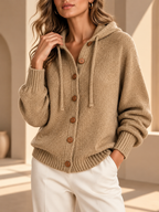 Cozy Knit Hooded Cardigan – Soft Button-Front Sweater