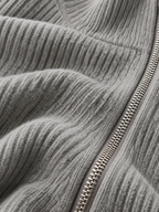 Diagonal‑Zip Funnel Neck Knit Sweater