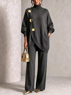 Elegant Knit Asymmetrical Button Set