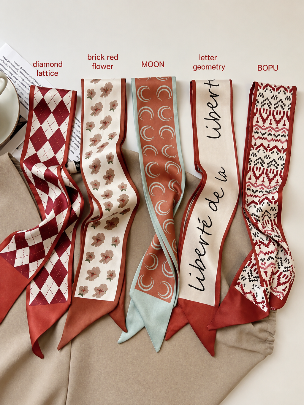 Double Layer Printed Scarf - Hair, Neck & Bag Accessory