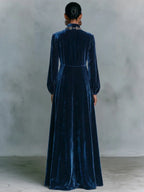 Velvet Button Front Maxi Dress