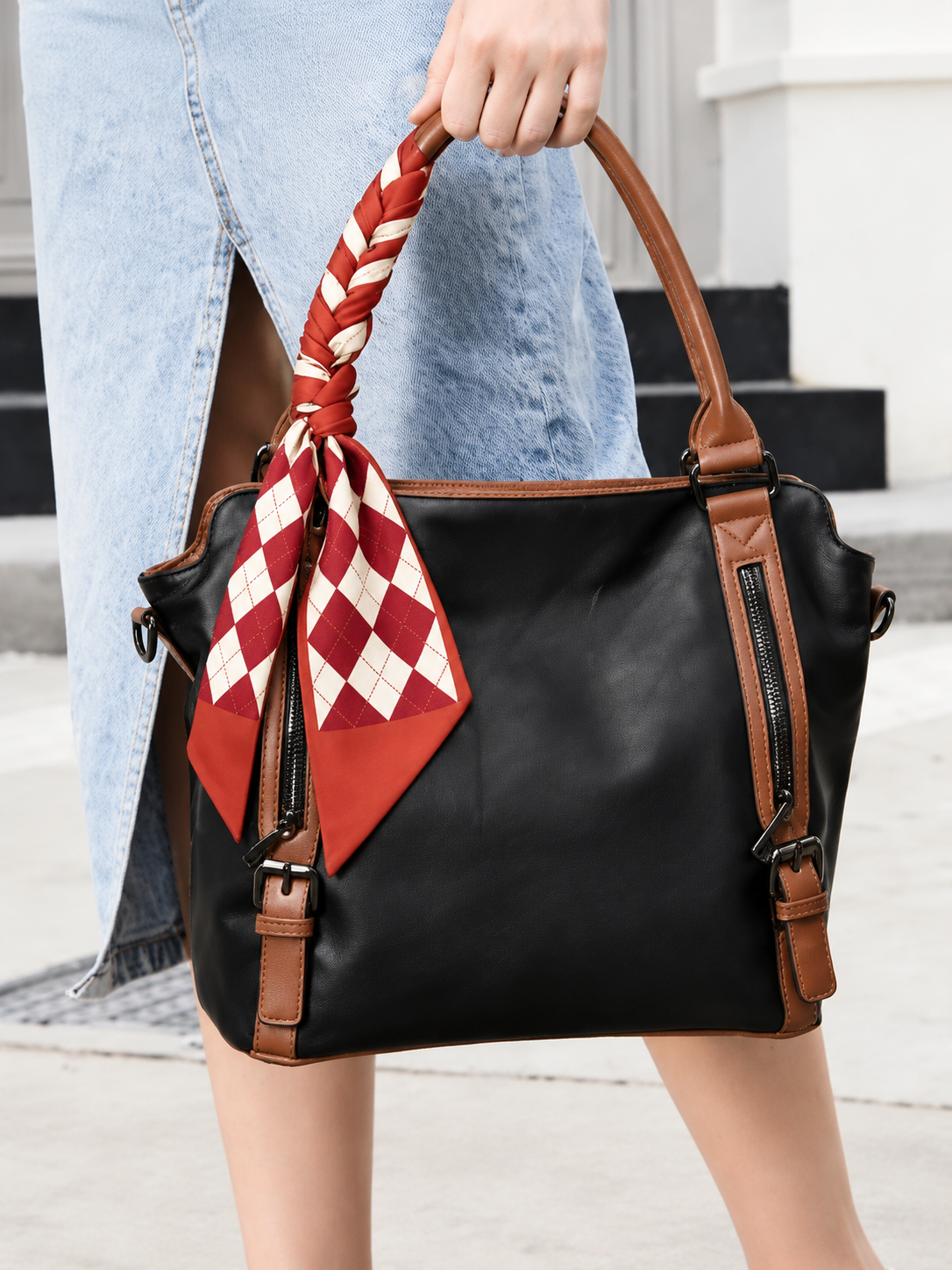 Double Layer Printed Scarf - Hair, Neck & Bag Accessory