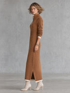 Zip Neck Knit Maxi Dress