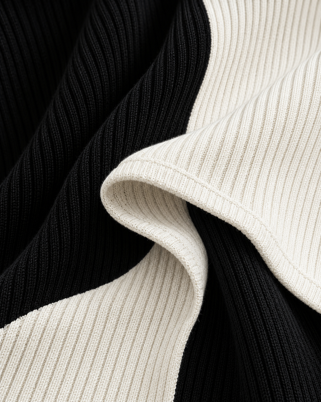 Colorblock Ribbed Knit Black White Maxi Set