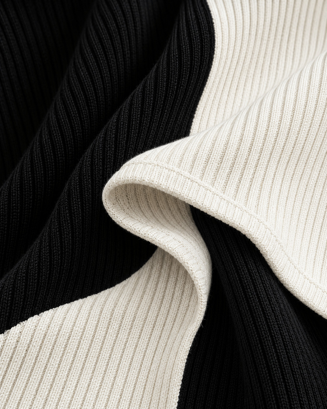 Colorblock Ribbed Knit Black White Maxi Set