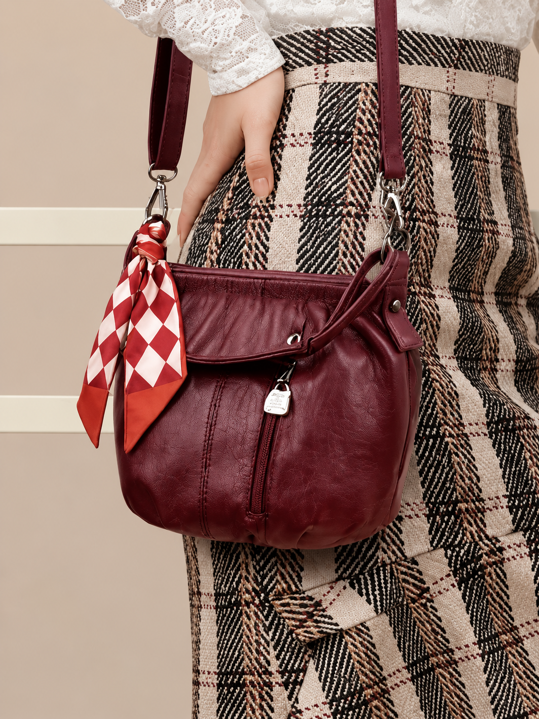 Double Layer Printed Scarf - Hair, Neck & Bag Accessory