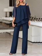 Solid Color Half Sleeve Two Piece Set
