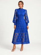 Lace High Neck Midi Dress