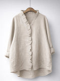 Elegant Ruffled Linen Blend Shirt