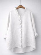 Elegant Ruffled Linen Blend Shirt