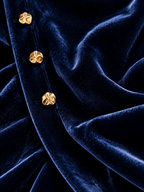Velvet High-Neck Two-Piece Set with Asymmetric Metal Buttons