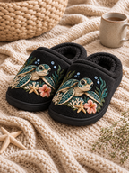 Pantuflas de tortuga marina bordadas