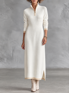 Zip Neck Knit Maxi Dress
