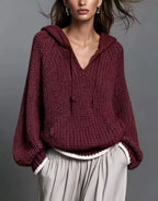 Casual Long-Sleeve Knitted Hoodie
