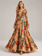 Christmas Ornament Print Maxi Dress