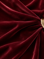 Burgundy Velvet Draped Midi Dress