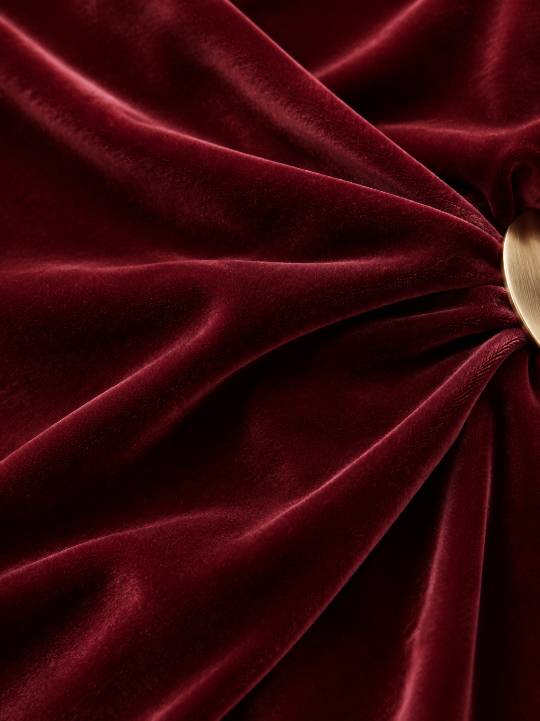 Burgundy Velvet Draped Midi Dress