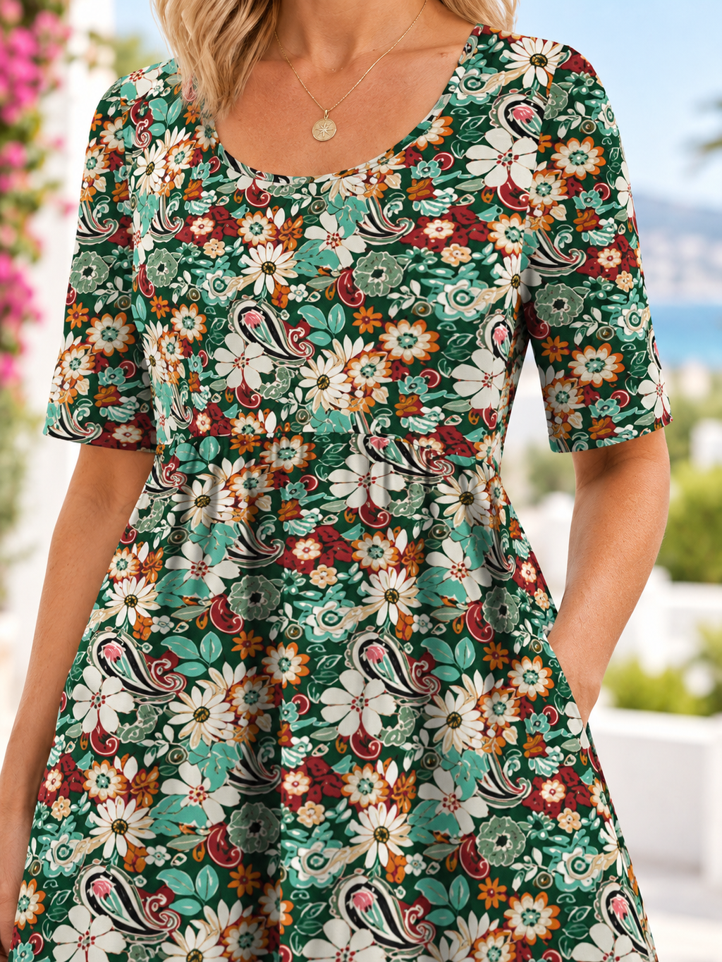 Paisley Floral Pocket Midi Dress