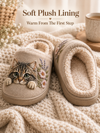 Embroidered Cat Slippers