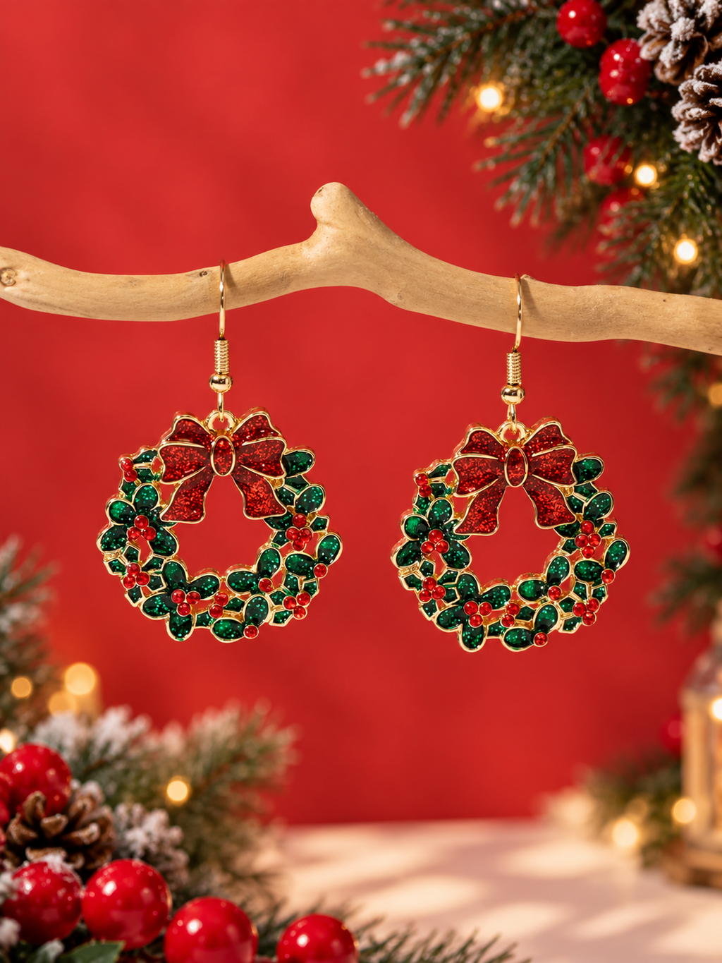 Wreath-style Festive Earrings