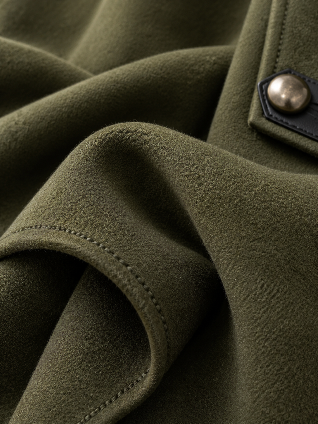 Cozy Stand-collar Stud-embellished Zippered Cape Coat