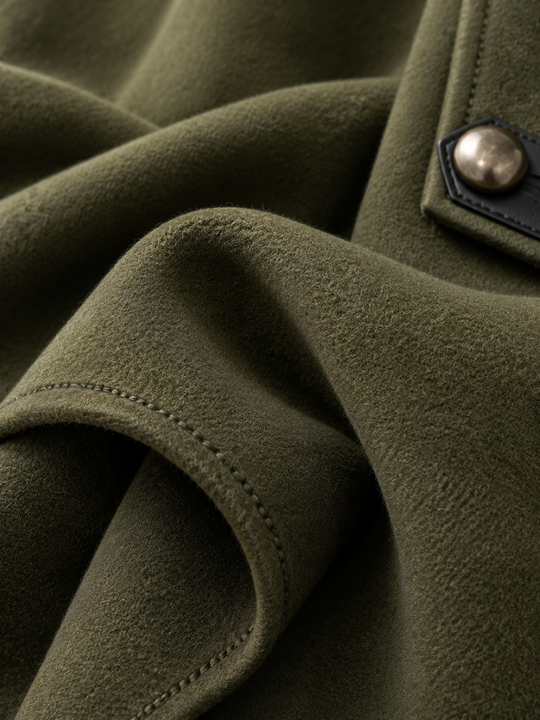 Cozy Stand-collar Stud-embellished Zippered Cape Coat