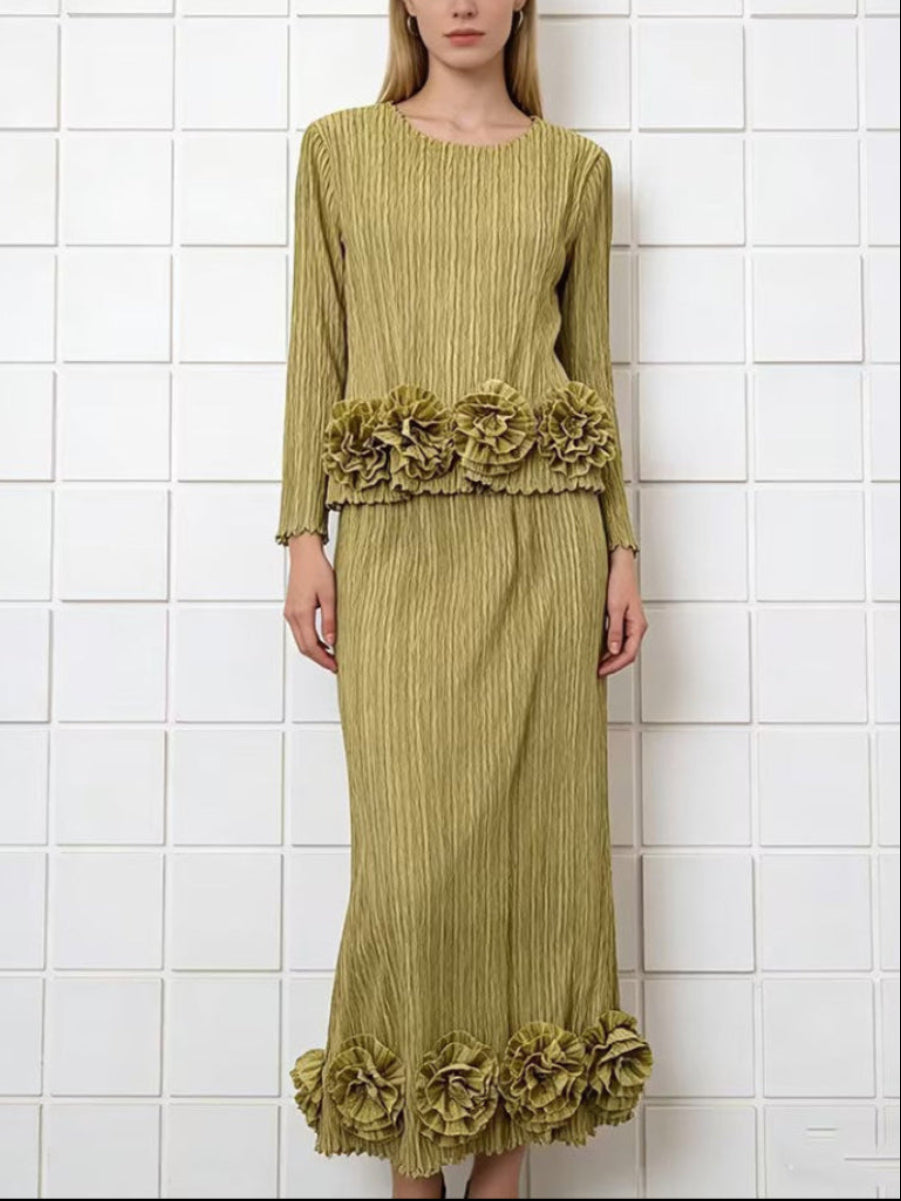Elegant Floral Applique Skirt Set