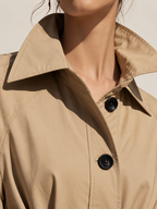 Elegant A-Line Lace Hem Belted Trench Coat