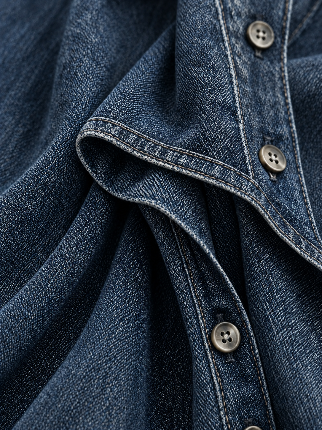 Denim Button Front Maxi Dress