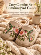 Embroidered Hummingbird Slippers
