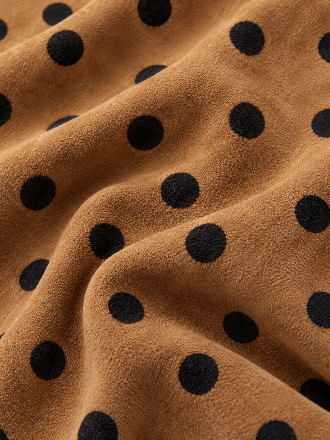 Polka Dot Faux Suede Shirt Midi Dress