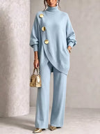 Elegant Knit Asymmetrical Button Set