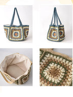 One-Shoulder Magnetic Buckle Large-Capacity Woven Bag