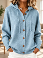 Cozy Knit Hooded Cardigan – Soft Button-Front Sweater