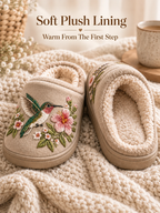 Embroidered Hummingbird Slippers