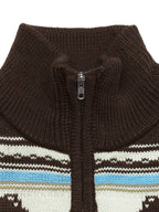 Horse Zip Up Mock Neck Cardigan