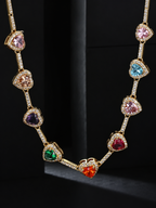 Colorful Heart Crystal-Detail Necklace