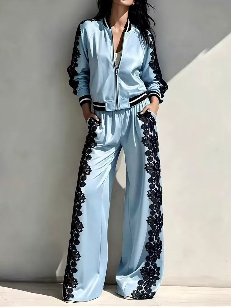 Contrast Lace Two Piece Set