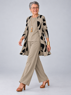 Elegant Printed Cardigan & Wide-Leg Pants 3-Piece Set