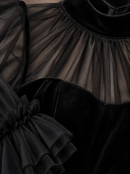 Pleated Black Velvet Midi Dress