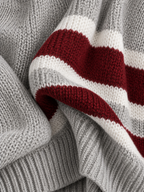 Contrast Stripe Casual Round Neck Pullover Sweater