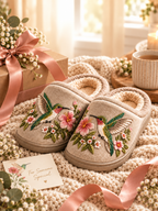 Embroidered Hummingbird Slippers