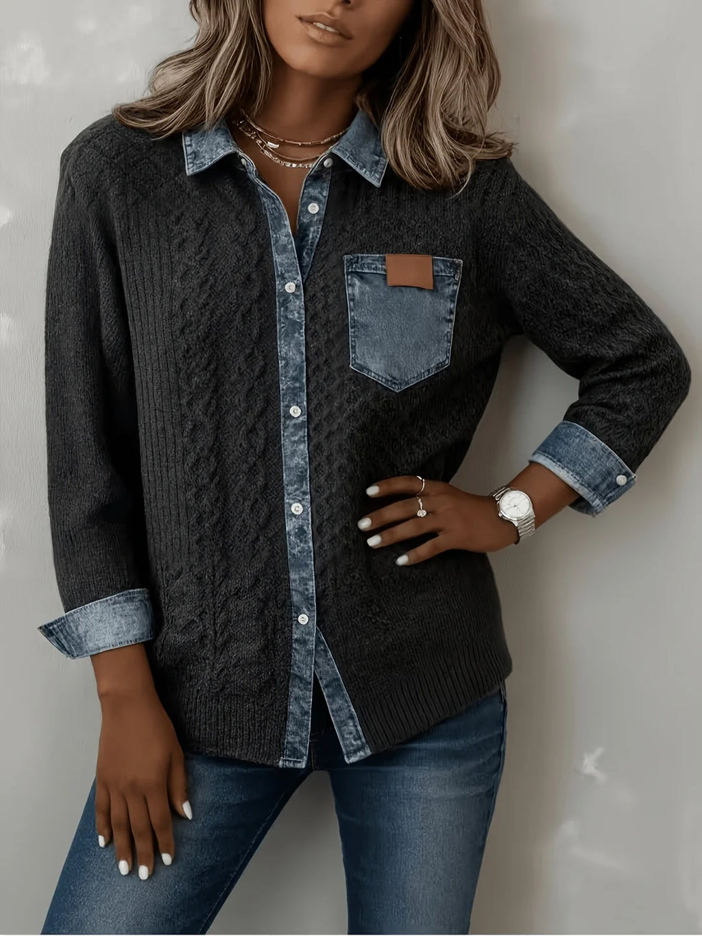Comfortable Denim Cardigan