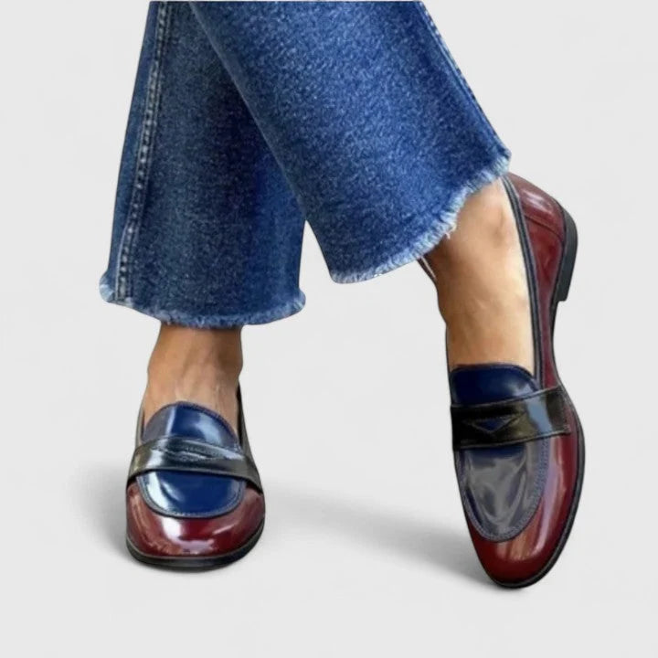 Polished Contrast-Panel Loafers