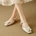 Floral Appliqué Jacquard Slingback Heels