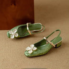Floral Appliqué Jacquard Slingback Heels
