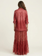 Denim & Organza Patchwork Maxi Dress