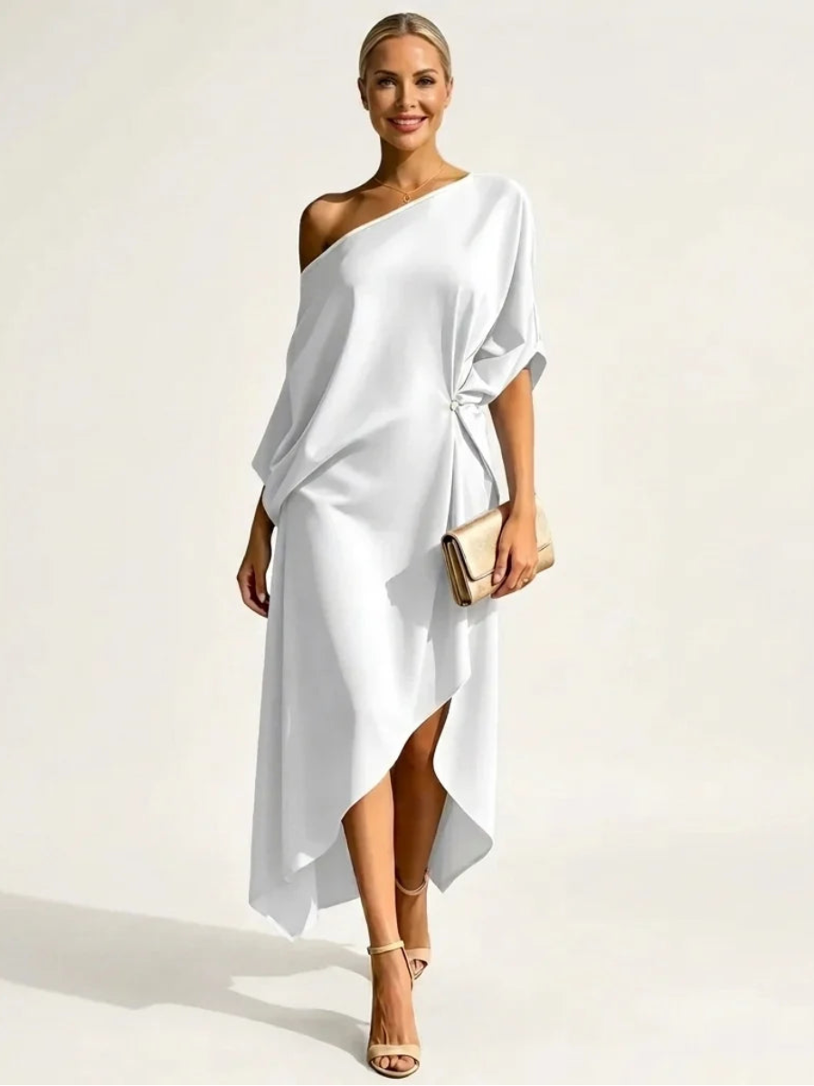 Asymmetric Draped One-Shoulder Dress