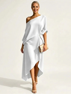 Asymmetric Draped One-Shoulder Dress