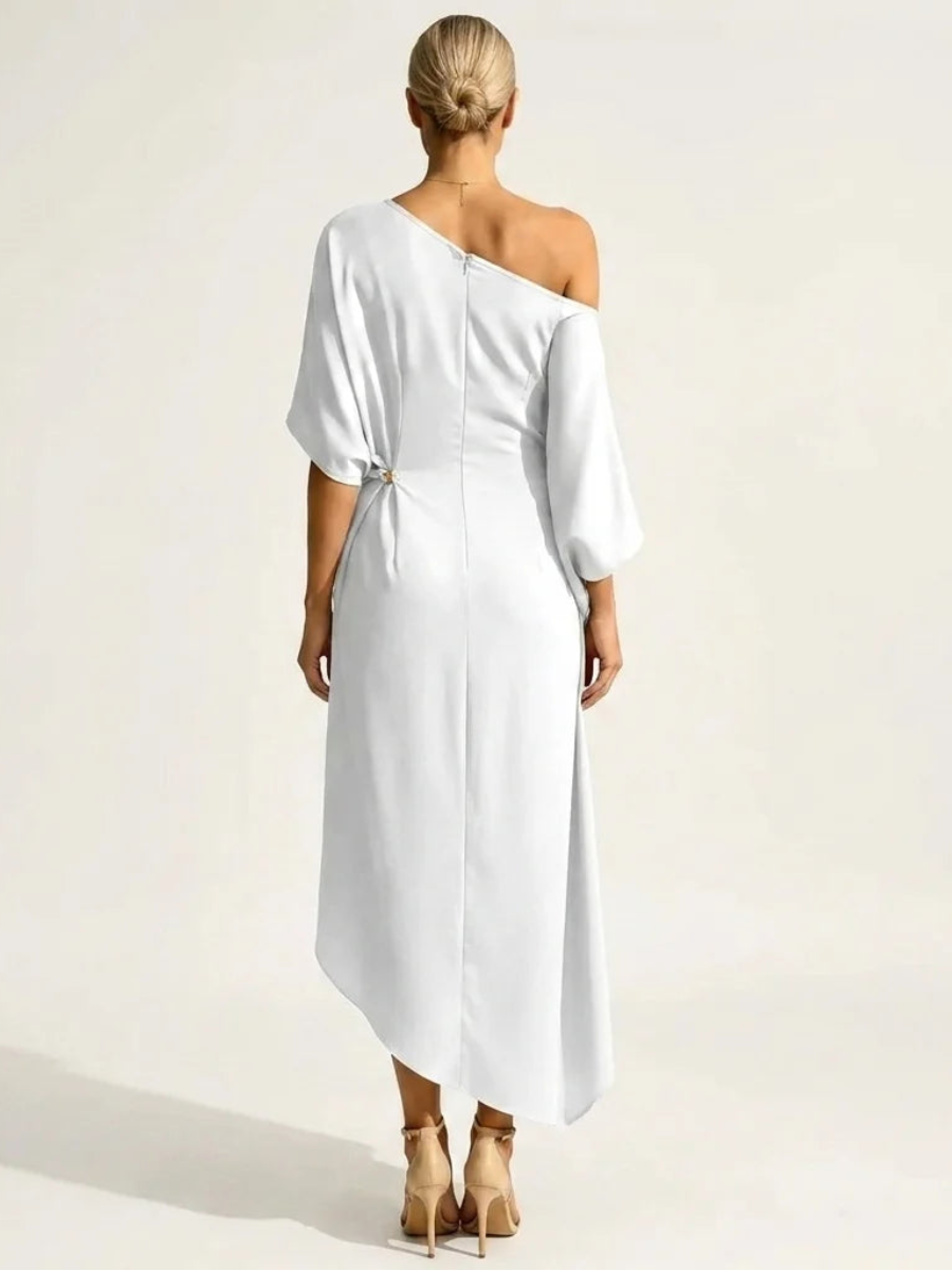 Asymmetric Draped One-Shoulder Dress